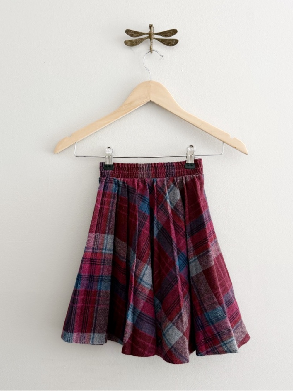Vintage 70s Plaid Pleated Girls Skirt 6 years